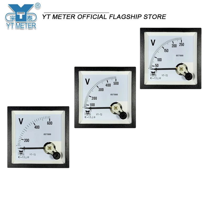 Yt72 AC voltmeter 10V 15V 20V 30V 50V 100V 150V 250V 300V 450V 500V 600V 750V pointer 68 * 68mm dh72 cp72 installation instrumen