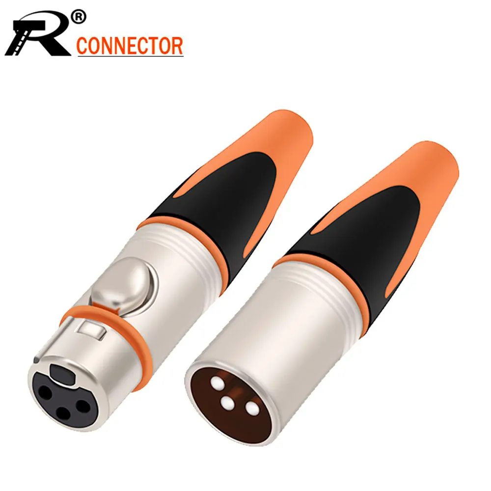 1pc/lot XLR Plug Waterproof 3Pin Metal XLR Adapter Female/Male Microphone Connector Plug Straight Balanced Socket