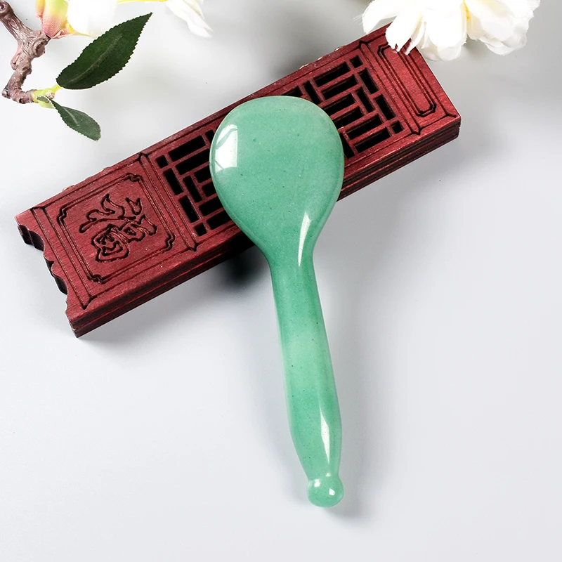 

Jade Massage Wand Spoon Gua Sha Tool Acupoint Pen Health Care Natural Aventurine Stone Healing Massager Meridian Face Skin Care