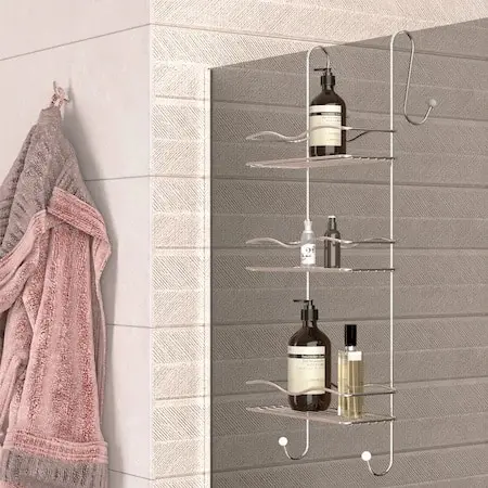 Shower Rack Bathroom Organizer Shelf Shampoo 3 Layer Hanger Without Drilling Shampoo Soap Shower Gel Towel Holder Accessories