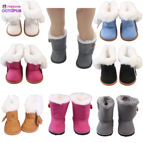 7.5cm Length Plush Snow Boots For 18 Inches American Doll Accessories Baby Doll Festival Shoes Gift For Our Generation Dolls