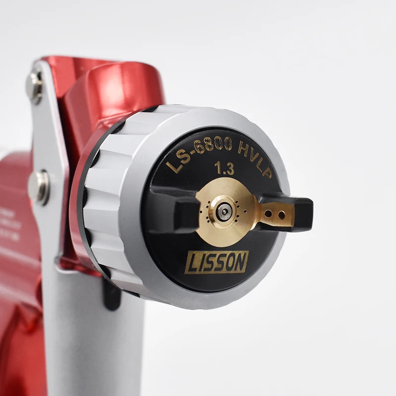 Spray gun with pressure gauge Red gravity paint spray gun 1.3mm nozzle with 14 holes high atomization 600cc cup spray gun tool