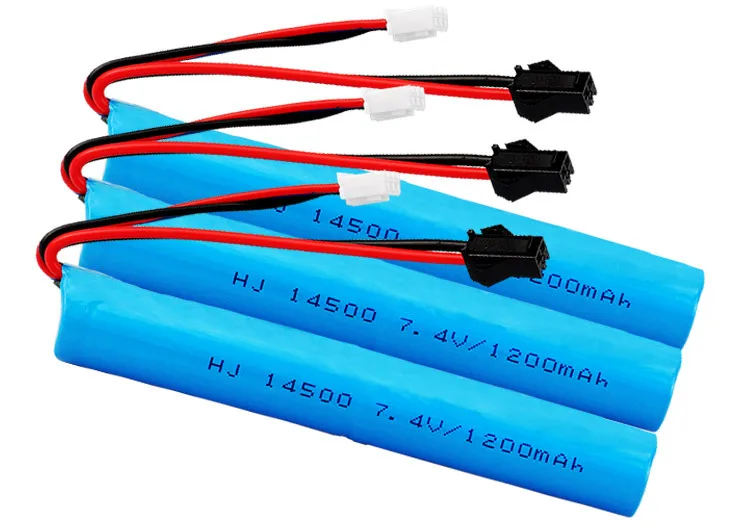 1-3 szt. 14500 7.4v 1200mAh akumulator litowo-jonowy SM plug /USB ładowarka do pistoletu na wodę zabawki elektryczne