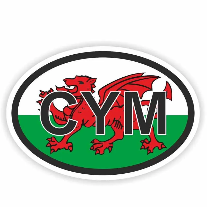 Creative Country Code Wales CYM Oval Decal Reflective Car Sticker Motorcycle Accessories PVC Sticker