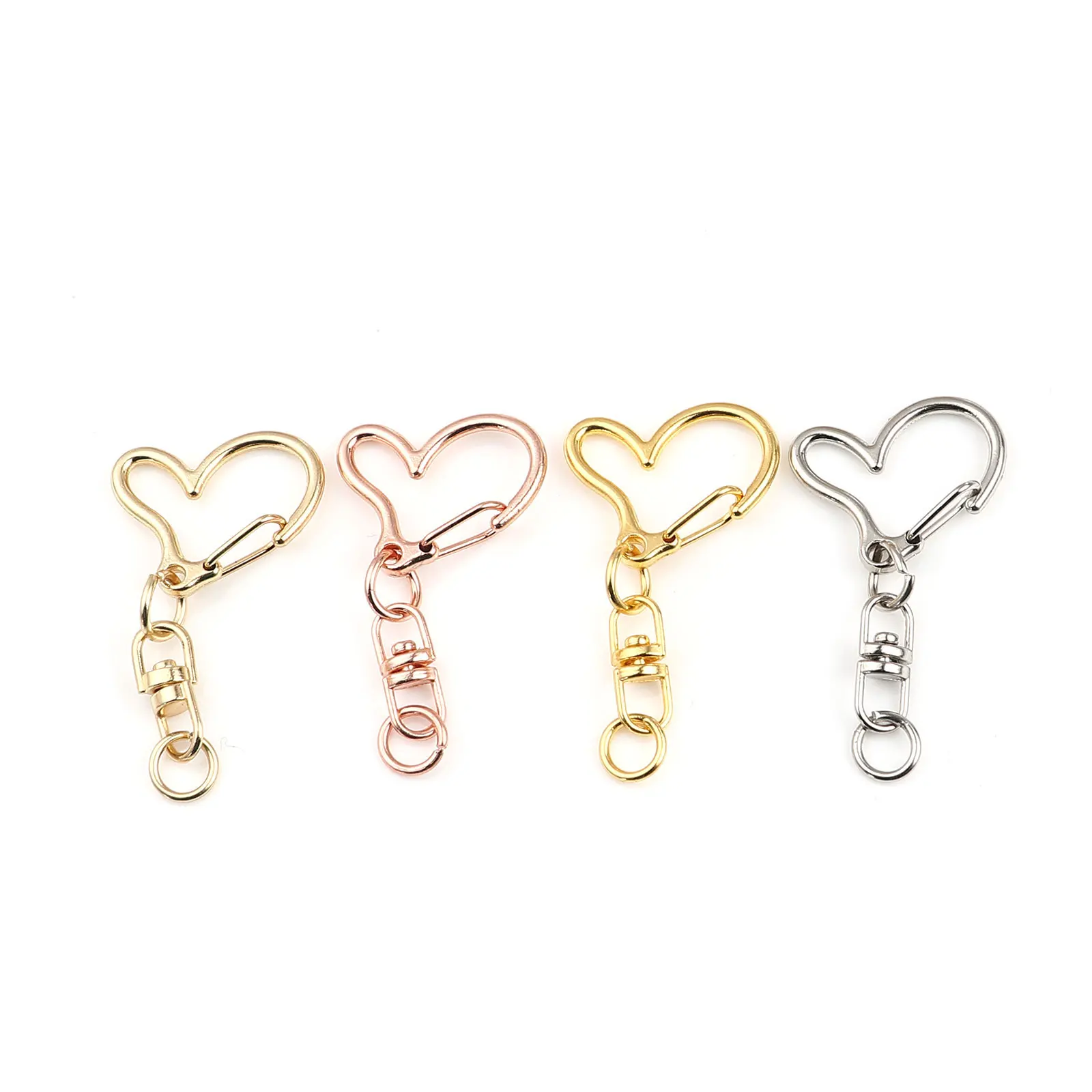 10 Sets Heart Series Key Ring For Pendant Jewelry DIY Accessories Key Chain Silver Color Car Key Gift 43mm x 24mm