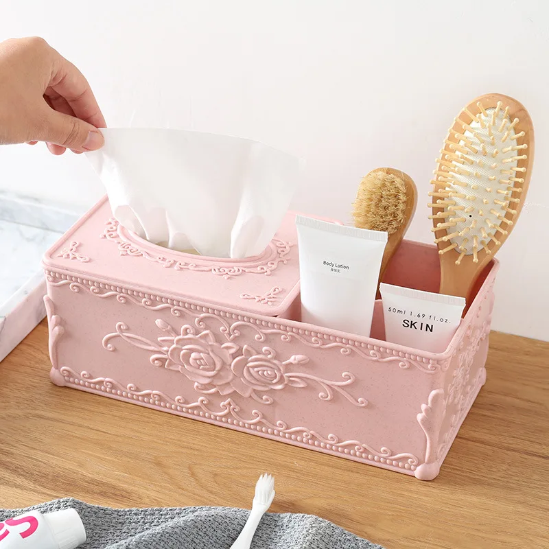 2021European style carved tissue box, living room coffee table, drawer tray, household desktop napkin tray, tissue storage box