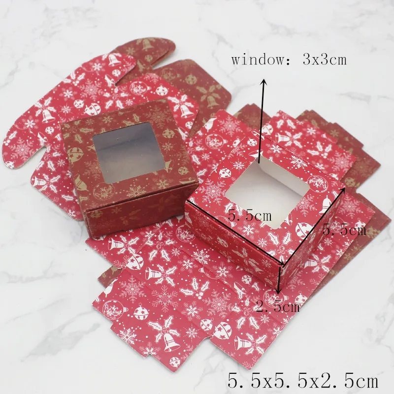 10pcs Multi Size Gifts Box with Window Marbling Style kraft Paper Window Wrapping Package for Jewelry Party Supplies