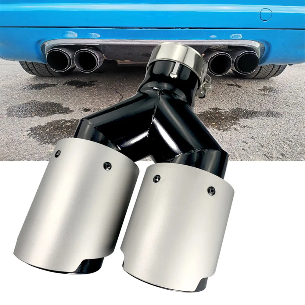 

1 шт. универсальный двойной выхлопной наконечник модифицированная выхлопная труба крышка из нержавеющей стали наконечник глушителя для BMW M3 M4 E46 E60 E90 E92