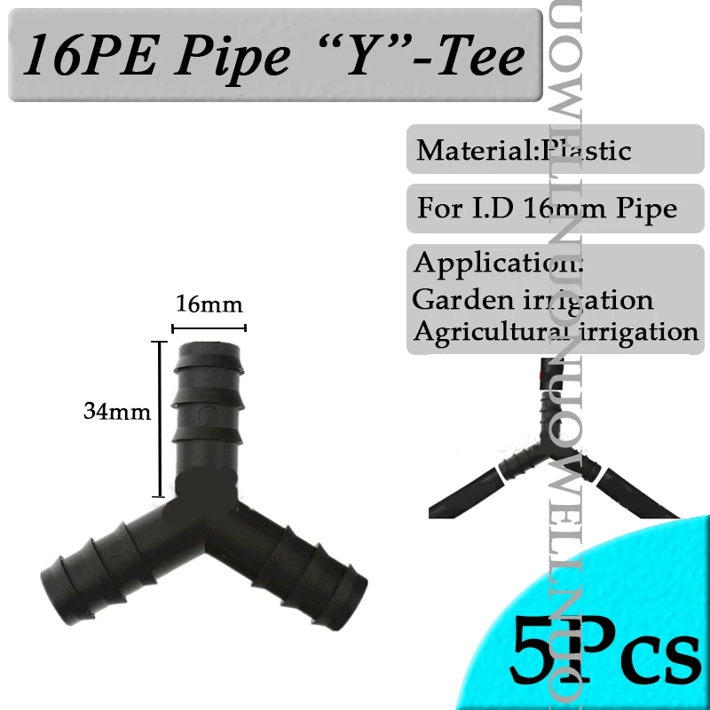 PE tubos conectores para jardim rega mangueira, conector reto, acessórios de irrigação agrícola, adaptador redutor, 16 a 20, 25mm, 5pcs