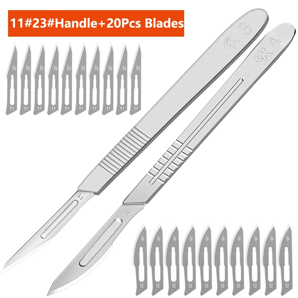 10 Stück Klingen Edelstahl Chirurgisches Skalpell 11 # 23 # Abnehmbare Aufbewahrungsbox mit Metallgriff für Pflanzenpfropfen, Schnitzen, DIY-Reparaturen – Detail 12