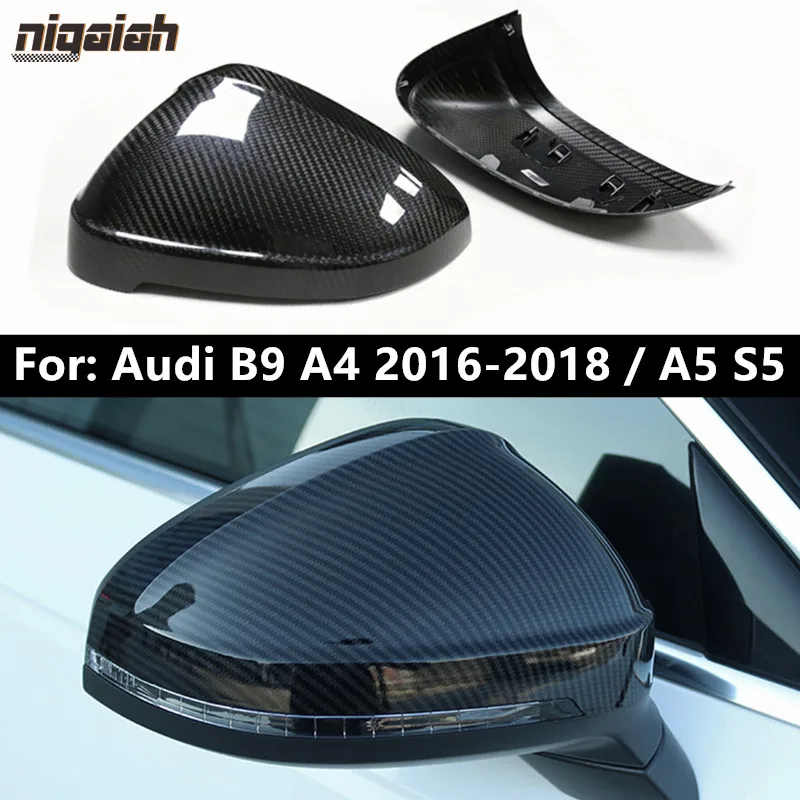 

Dry Carbon Fiber Mirror Covers Replacement for Audi A4 B9 2016 2017 2018 A5 S5 S Line Mirror Caps OEM Fitment with Lane Assist