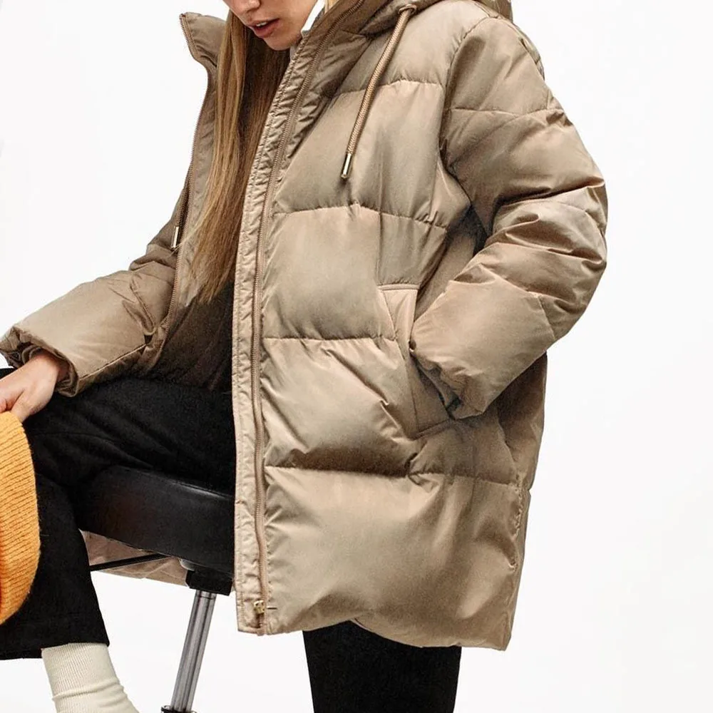 2022 Winter Women Jacket Female Long Sleeve Solid Color Cotton-padded Warm Loose Long Puffer Parkas Women Parka Coat Outerwear