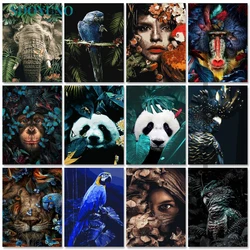 SDOYUNO 60X75cm Oil Painting By Numbers Flower and Animals Frameless DIY Paint By Numbers On Canvas Panda Home Decor