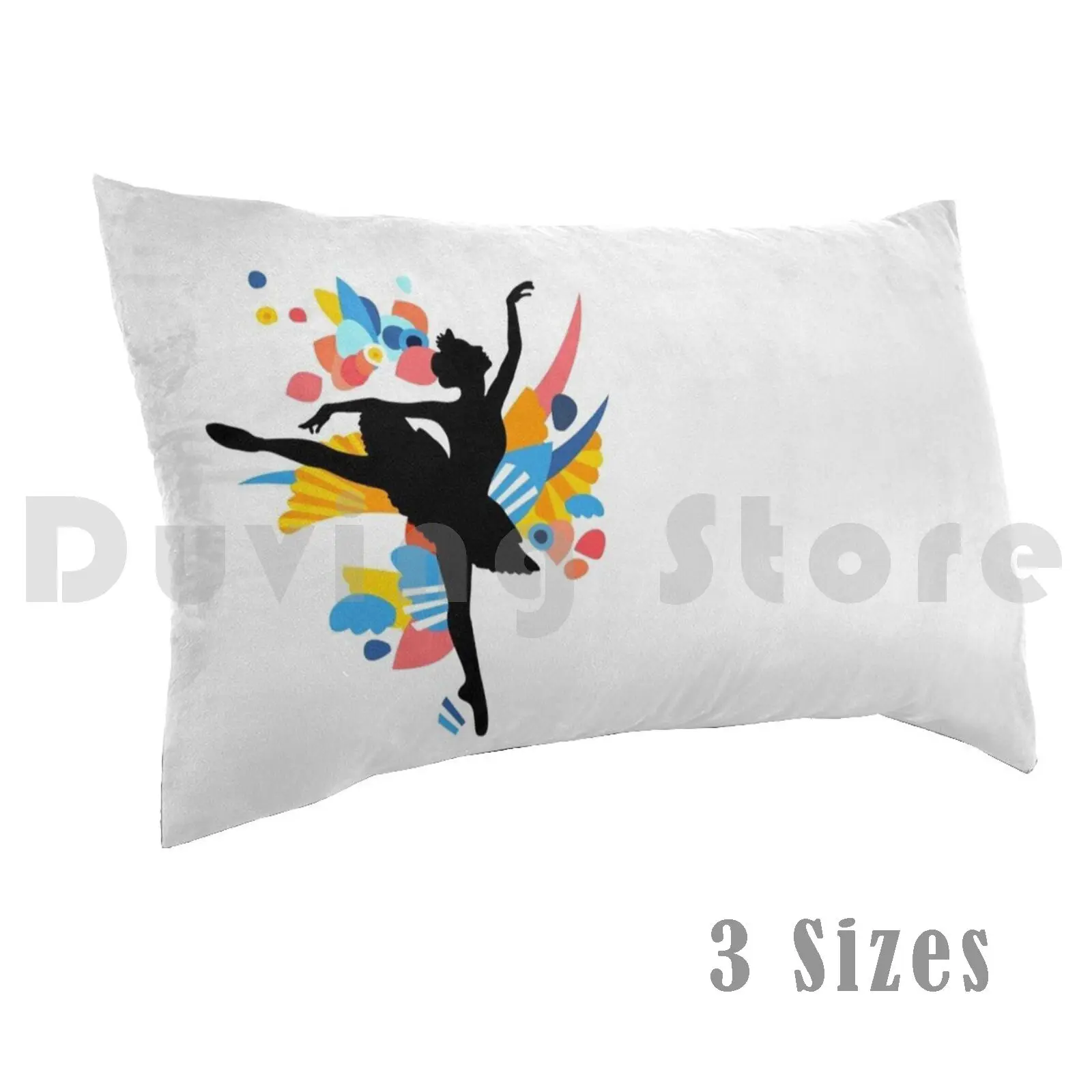 

Colorful Dancing Ballerina Silhouette pillow Case DIY 50 * 70 Black White Brushes Abstract Party Rainbow
