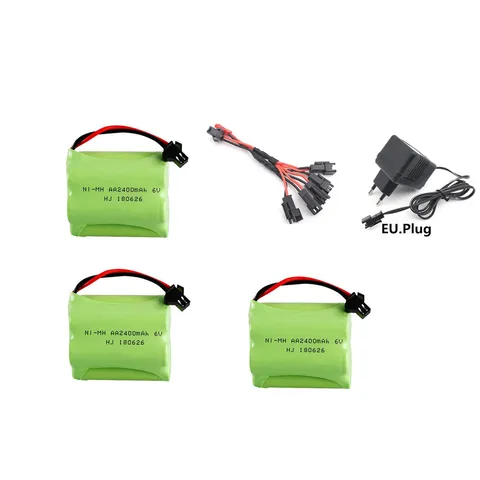 Никель-металлогидридные аккумуляторы 6В 2400mAh с зарядным устройством для RC игрушек 1-5 шт