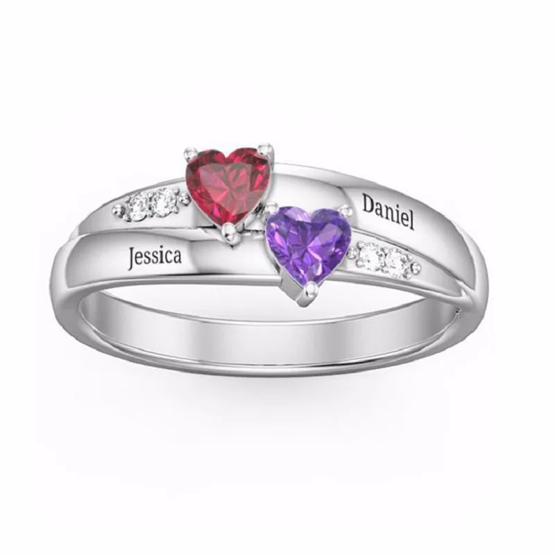 Anello con nome personalizzato con Birthstone 925 anelli con nome personalizzato in argento anelli per donna anelli gioielli regalo di compleanno