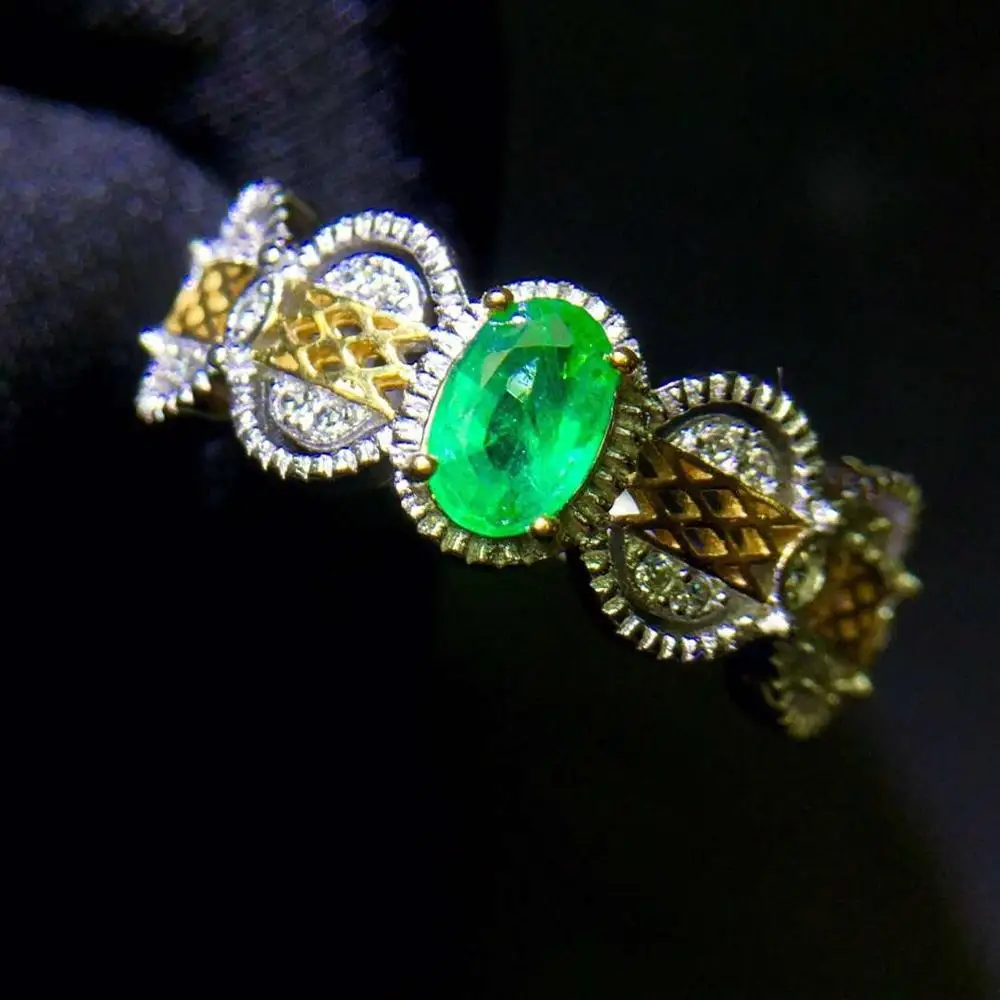 Natural real emerald ring Free shipping 925 sterling silver  gemstone Fine handwork jewelry