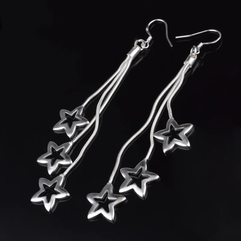 BABYLLNT 2024 New Fashion 925 Sterling Silver Earrings Star Tassel Long Earrings Woman Jewelry Gift