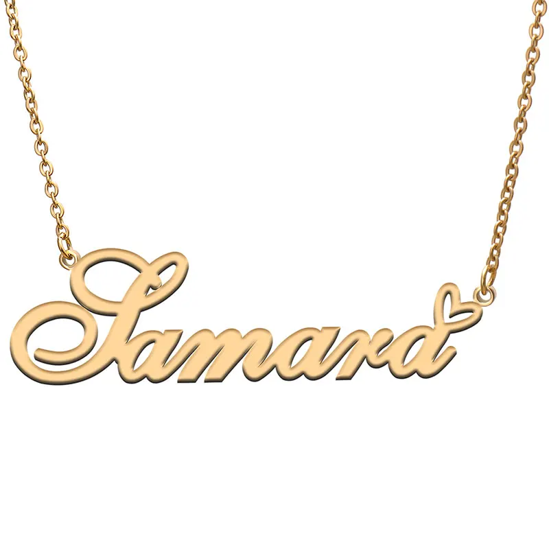 

Samara Love Heart Name Necklace Personalized Gold Plated Stainless Steel Collar for Women Girls Friends Birthday Wedding Gift