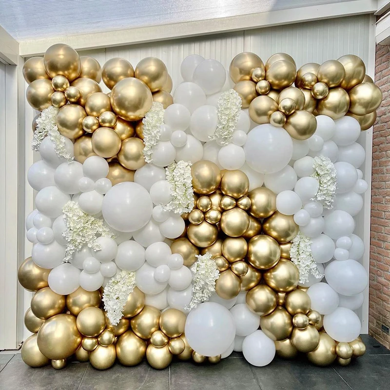 

159pcs Metal gold White Matte Color Wedding Balloon Garland Arch Kit Birthday Wedding Balloons Decoration for Party Decor