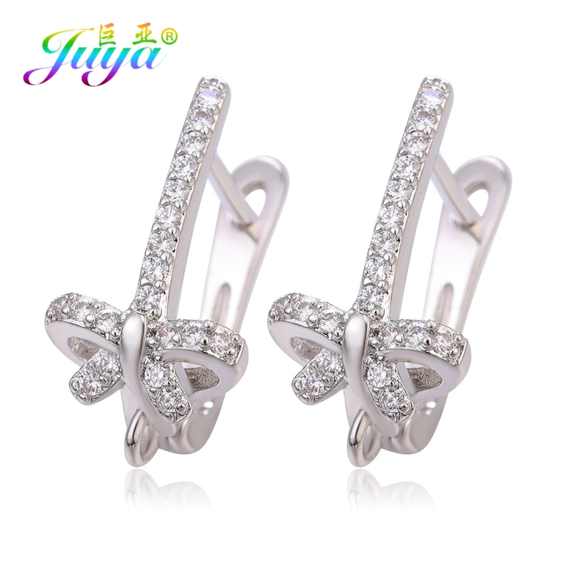 Juya DIY Edlen Schmuck Material Liefert Handgemachte Earwire Gold/Silber Farbe Ohrring Haken Zubehör Für Luxus Ohrringe Machen