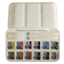 Winsor&Newton cotman solid WaterColor pigment set 12 half pans and a brush pen art supplies