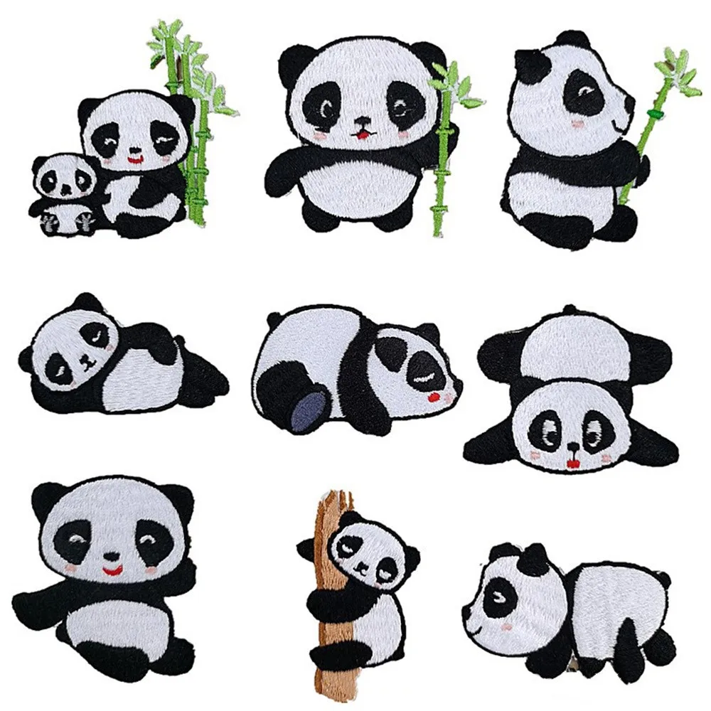 MAXSIN FUN 1 Pc High Quality Embroidered Cute Panda Sticker Cartoon  Animal Patch Clothes Decorative Accessories DY Decal