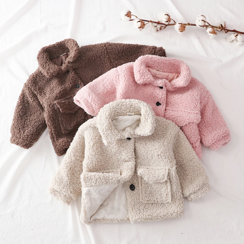 Fashion Baby Girl Boy Winter Jacket Thick Lamb Wool Infant Toddler Child Warm Sheep Like Coat Baby Outwear Cotton 1-8Y