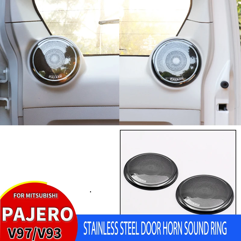 For Mitsubishi Pajero Horn Cover V97 V93 V87 Speaker Cover Stainless Steel Sound Horn Frame Door Horn Decorative Frame Refit