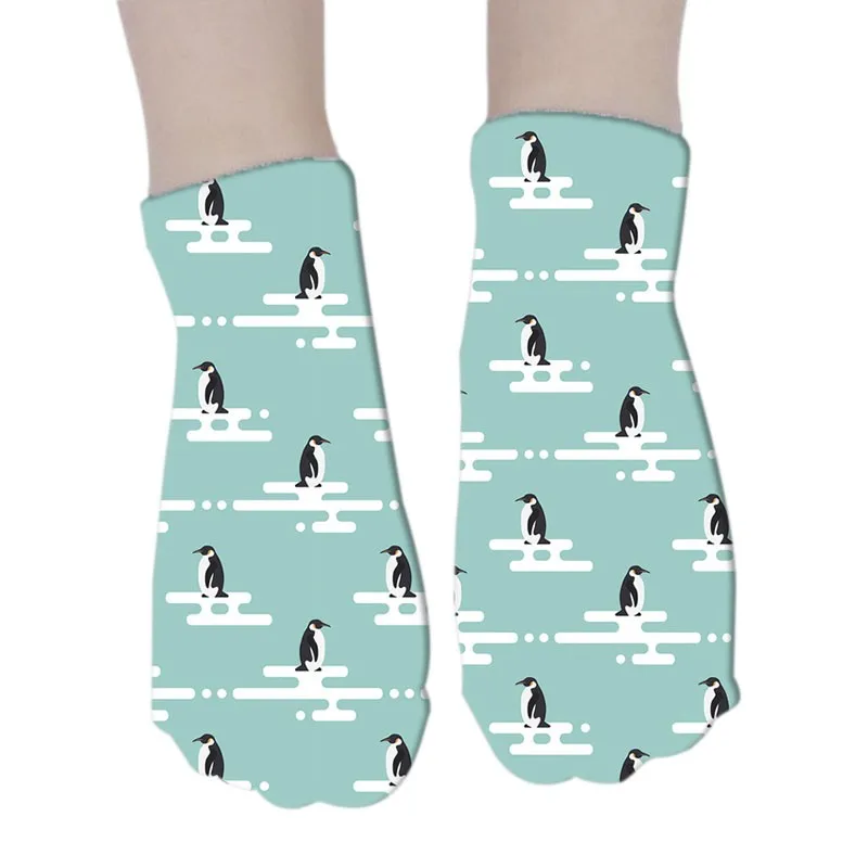 Calcetines cortos con dibujos de pingüino en 3D para mujer, medias divertidas Kawaii, regalo colorido e informal