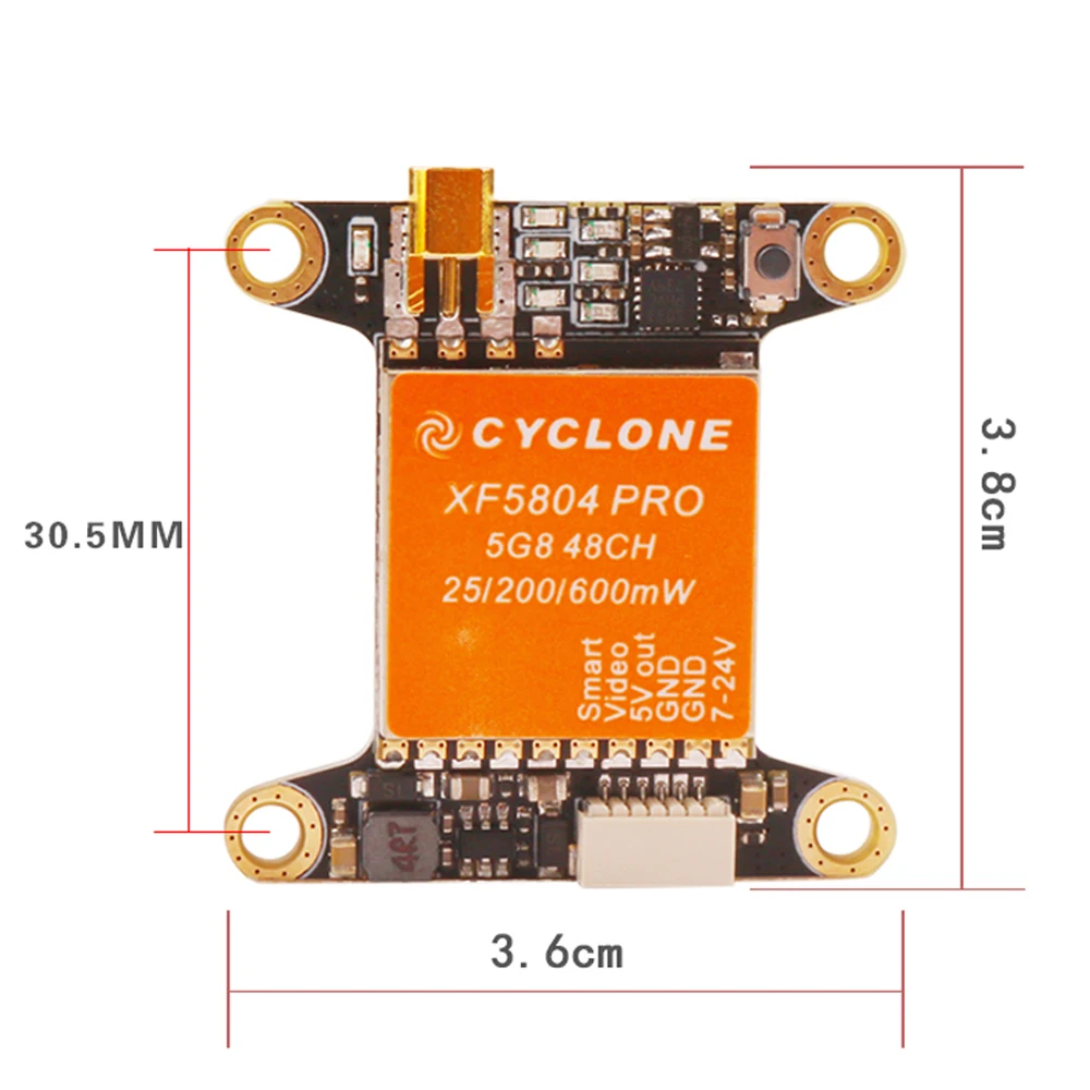 Cyclone XF5804 PRO FPV Video Transmitter 5.8G 48CH 25/200 / 600mW Switchable OSD adjustable MMCX VTX