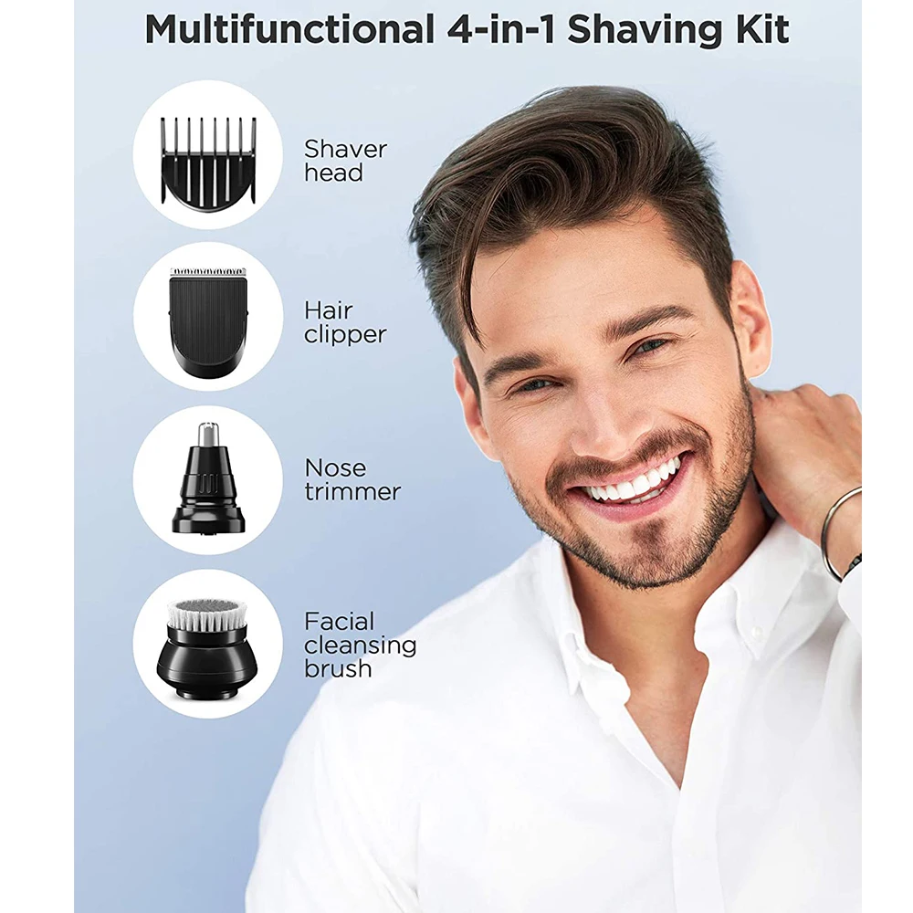 Limural Electric Shavers for Men 5D Small Rotary Razor Wet&Dry 4-in-1 LED Cordless Rechargeable with Nose Trimmer Hair Clipper