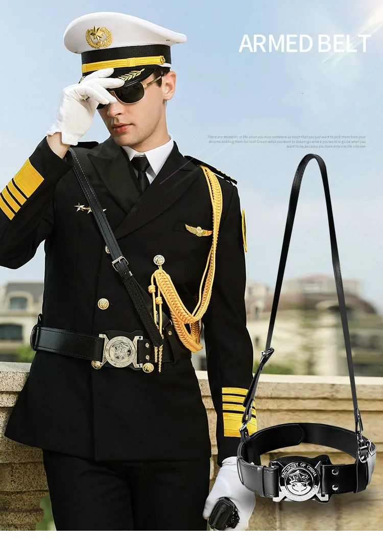 Black White Security Guard Belt Diagonal Belt Security Uniform Accessories Stage Performance Armed Patrol Belt Equipment