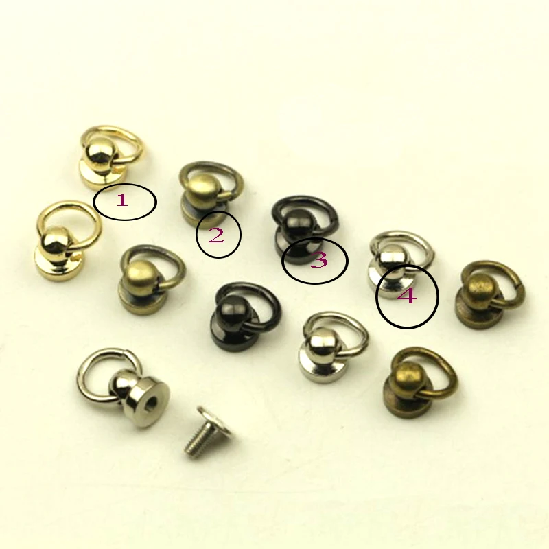 

100 PCS Solid Metal Button O Ring Round Head Stud Screwback Leather Craft Bag Chicago Screw Nail Rivet