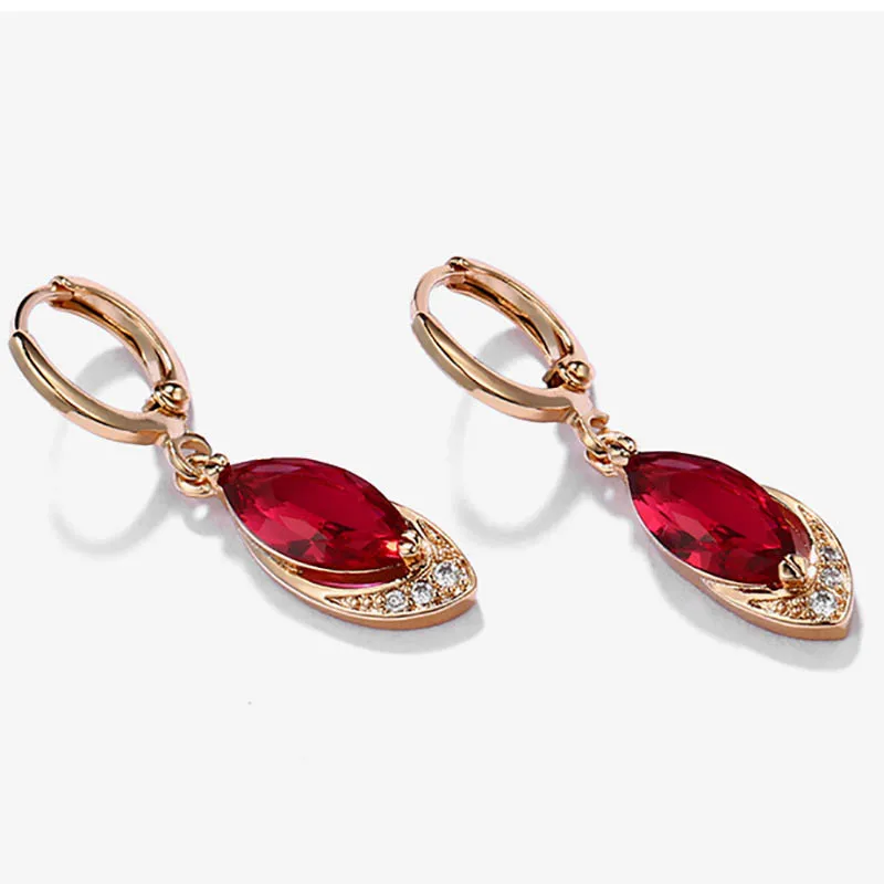 Jellystory Fashion Silver 925 Earrings Jewelry Geometric Shaped Ruby Zircon Gemstone Drop Earrings for women Wedding Party Gifts