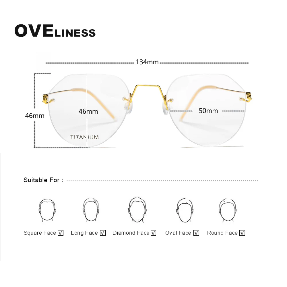 2025 Titanium Rimless Glasses Frame for Men women Prescription Eyeglasses Man Frameless Myopia Optical Frames Spectacles Eyewear