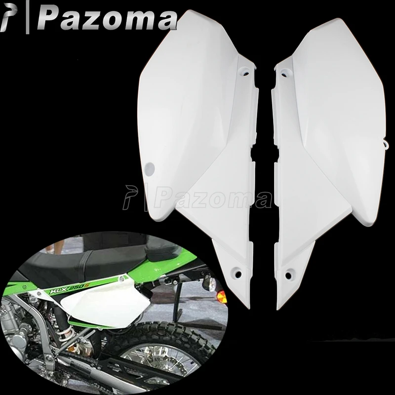 Motorcycle Off Road White Plastic Rear Side Cover Cowl Fairing Side Panel For Kawasaki KLX250/D-Tracker X 2008-2019 KLX250S/SF