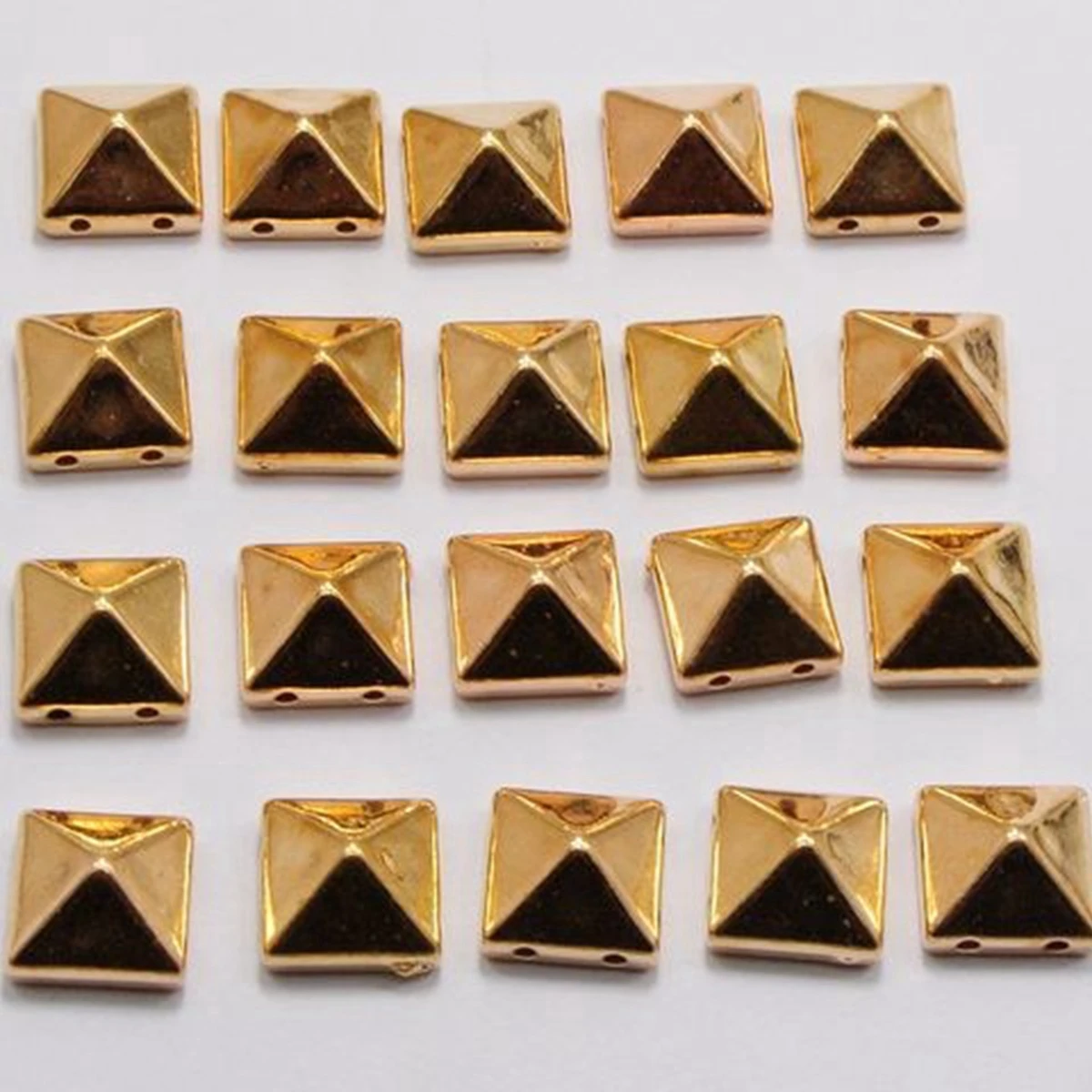 100 Metallic Tone Rock Punk Square Pyramid Rivet Beads Acrylic Studs Beads 10mm