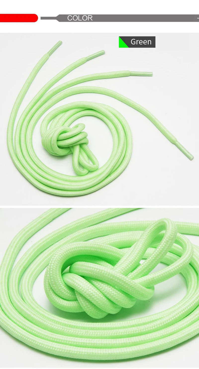 5 Farben Runde Leuchtschnürsenkel für dunkle Nächte, fluoreszierende Schnürsenkel für Damen und Herren, für Sneakers, 100/120/140CM – Detail 5