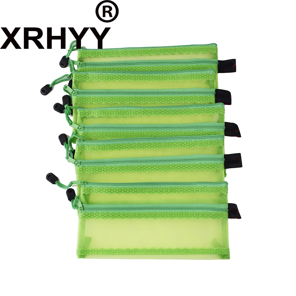 5 Pack A6 Double Zipper Mesh Pouch Pencil Pen Bag Document Storage Pouch For Travel Offices Supplies Travel Accessories-Green