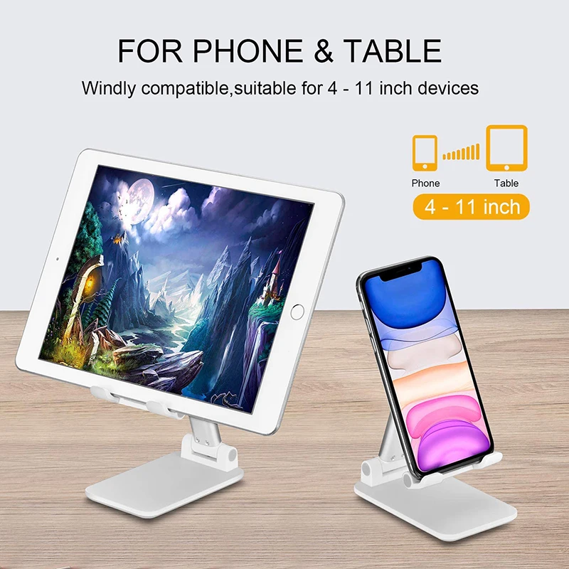 Universal Foldable Desk Portable Adjustable Mobile Phone Holder Stand Desktop Flexible Folding Plastic Smart Cell Phone Bracket