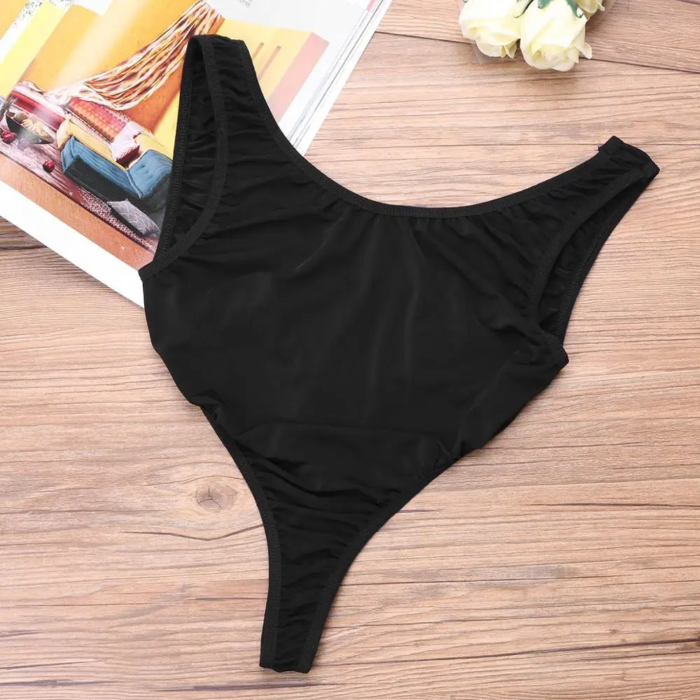 Sexy See Through High Cut Bodysuit Thong Swimsuit Transparent Sheer Backless Erotic Lingerie Women Underwear Body Suits