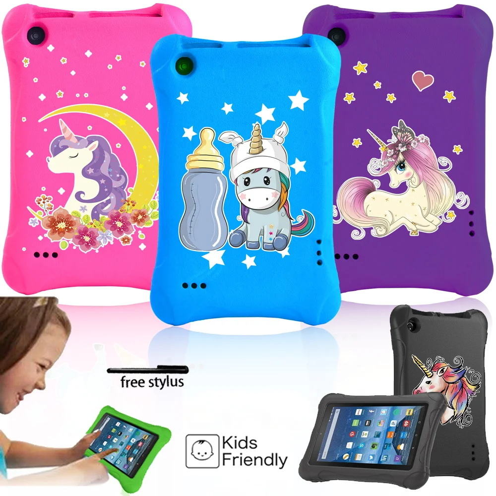 Tablet Kids Case for Fire 7 (5th/7th/9th Gen) Anti-fall Unicorn Pattern Children EVA Soft Shell Tablet  Full Body Cover