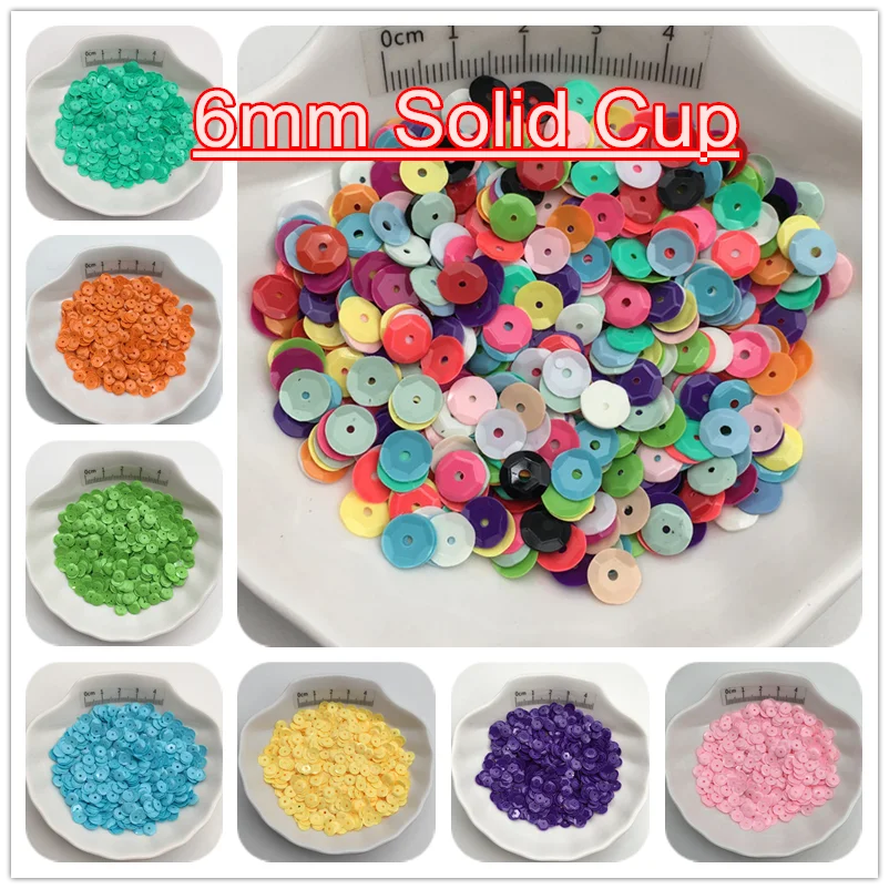 10g 6 millimetri di Colore Solido Tazza di PVC Paillettes Scintillio di Paillettes Per I Vestiti, Cappello, Scarpe. Bambini FAI DA TE. Artigianato