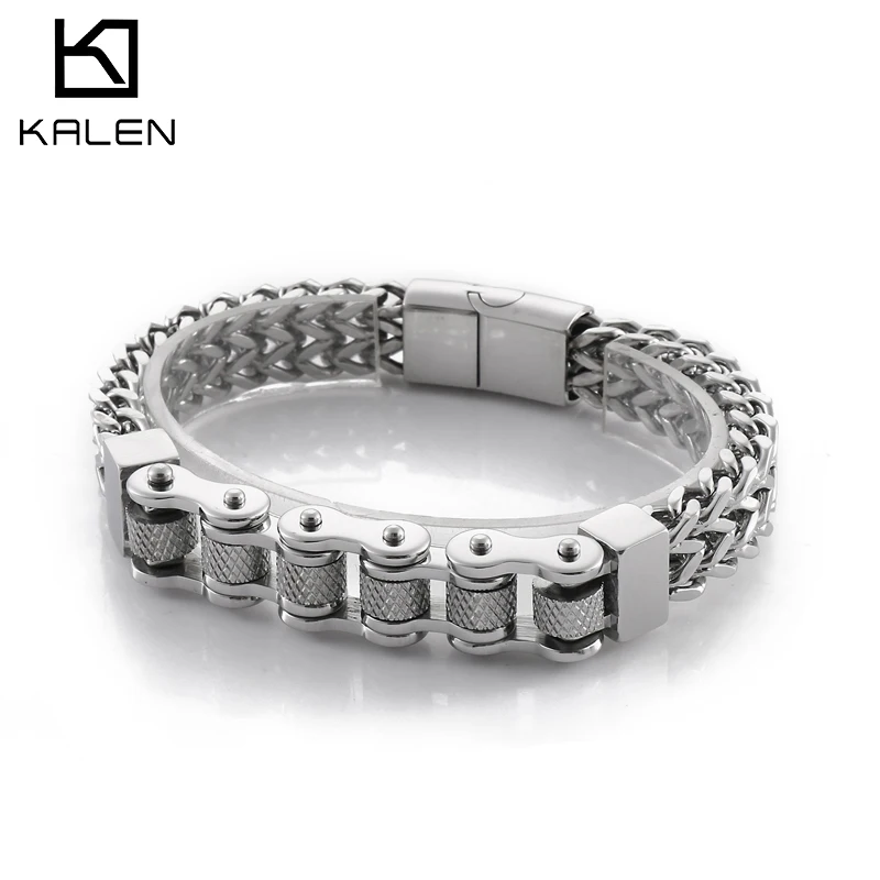 

Kalen Bicycle Chain 12mm Braided Link Men's Stainless Steel Bracelet Jewelry Best Gift