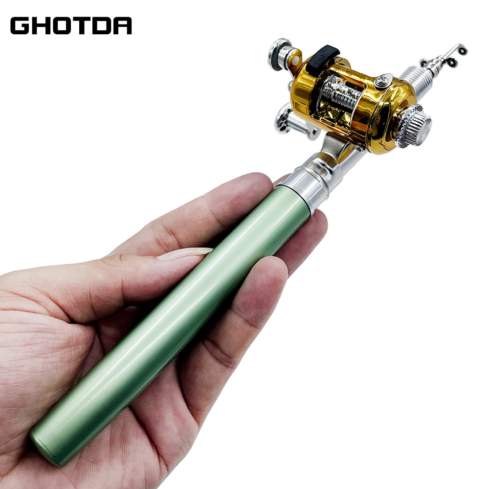 Angelrute Reel Combo Set Mini Teleskop Tasche Stift Angelrute Pole + Reel -  AliExpress 18