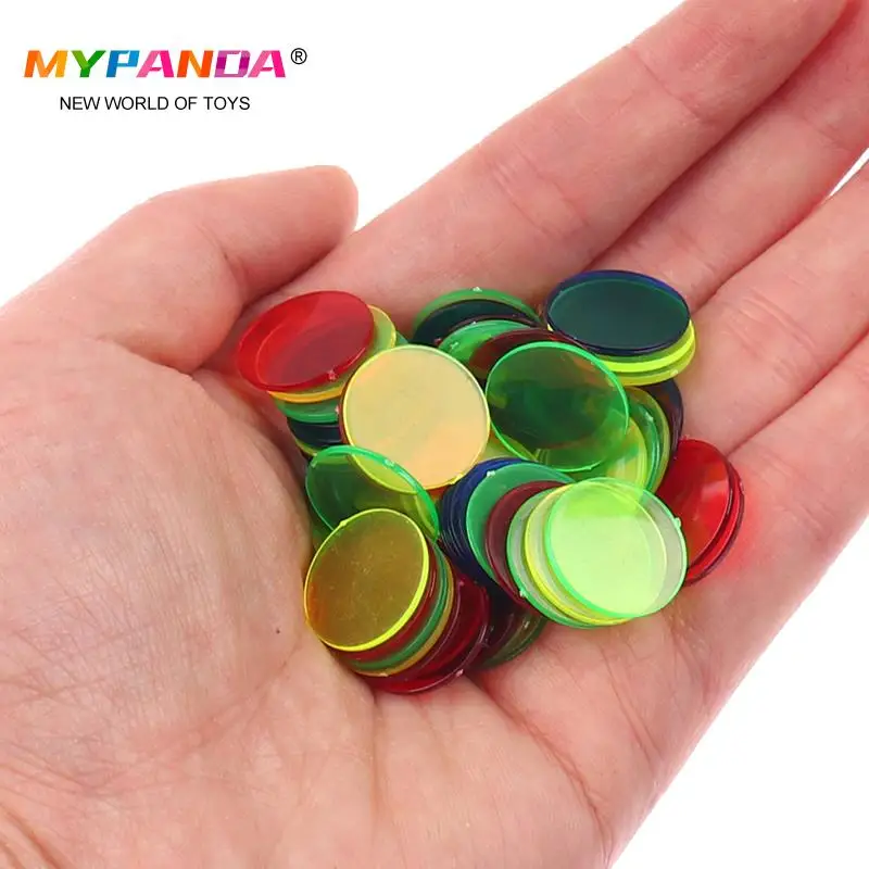 100pcs 15mm Montessori Learning Education Math Toys Learning Resources Color Plastic Coin Bingo Chip Kids Classroom Supplies