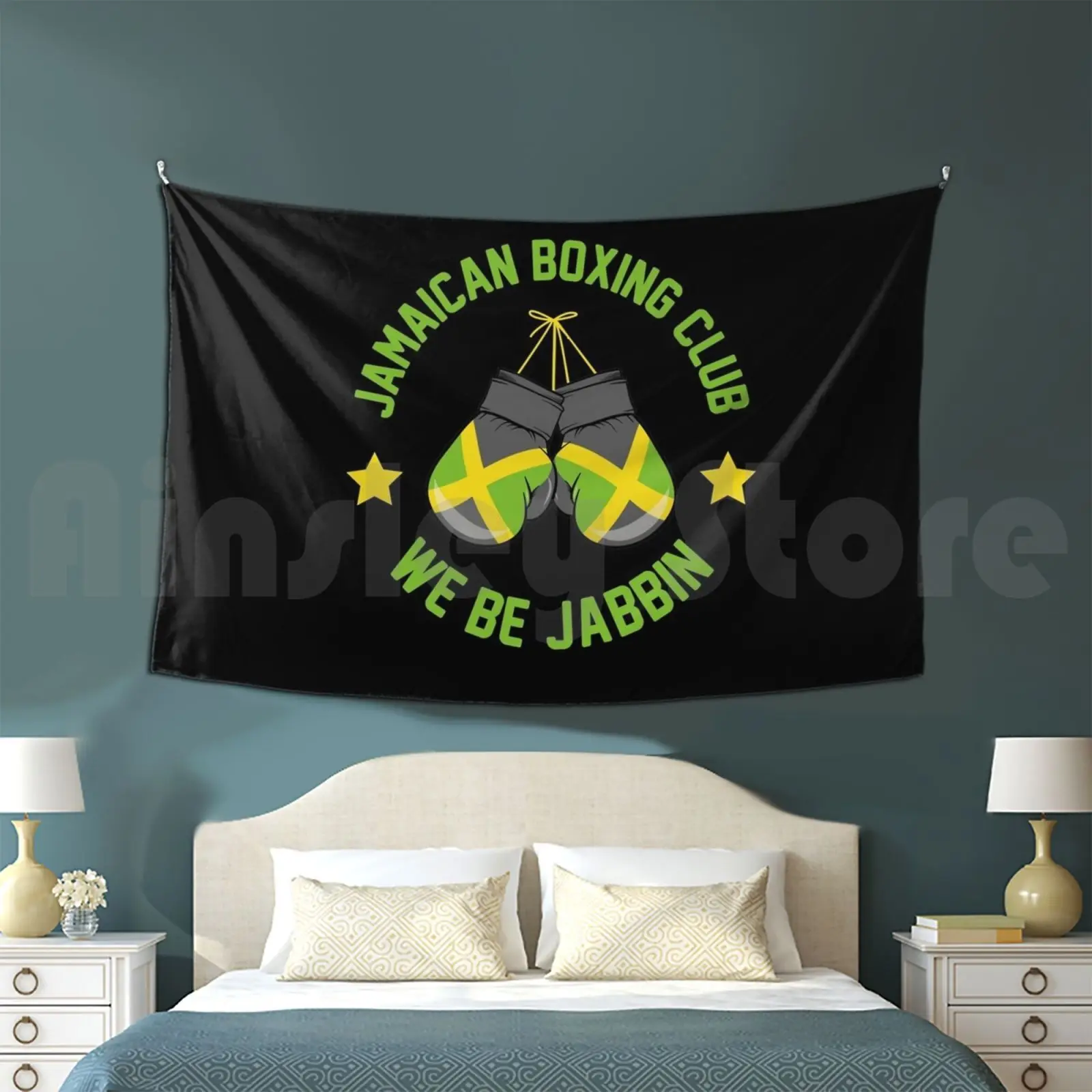 Jamaica Boxing Club We Be Jabbin Jamaican Customized Tapestry Jamaican Boxing Club Jamaican Jamaica We