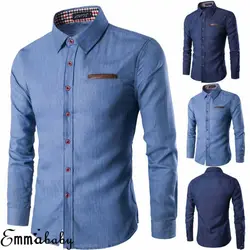 Brand 2020 New Men's Casual Slim Fit Stylish Wash Denim Long Sleeves Jeans Shirts Smart Casual Fashion Men Clothes M-XXXL