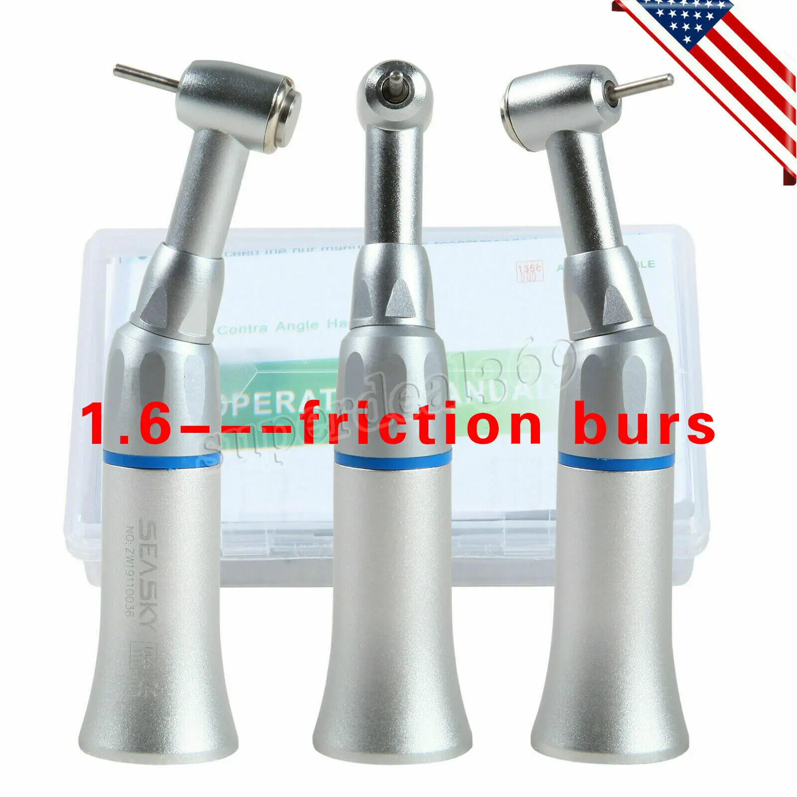 Dental Slow Low Speed Contra Angle Handpiece Push Fit FG High-speed 1.6mm Bur